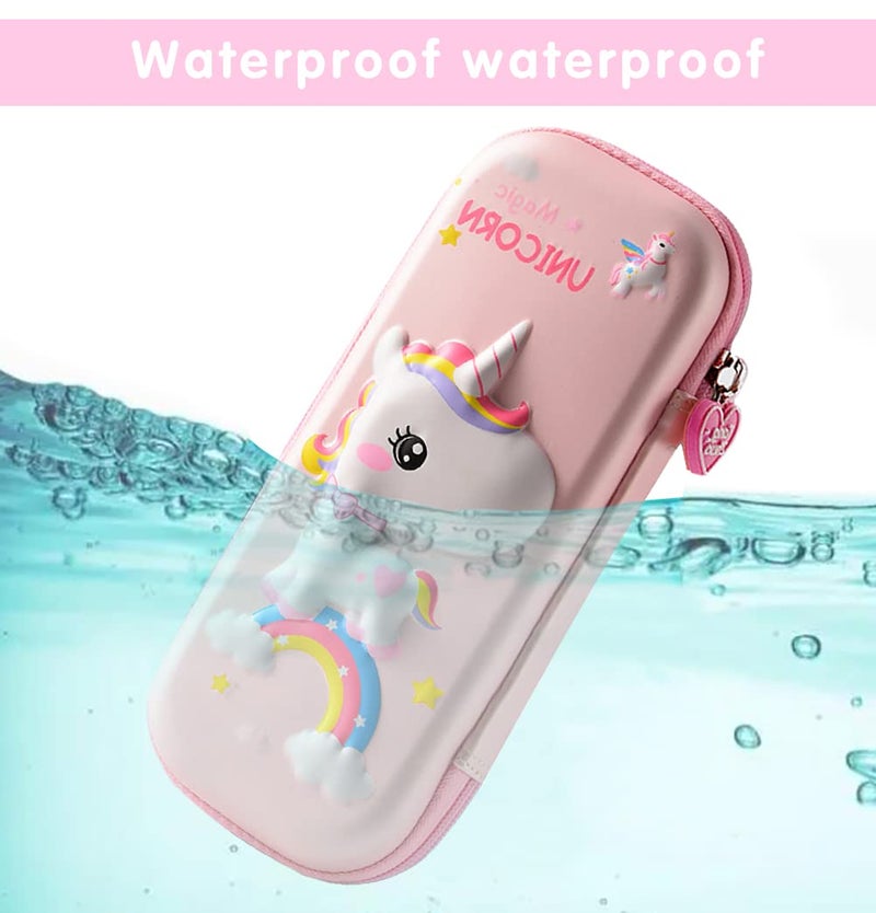 FEWOFJ 3D Pencil Case for Kids Girls, Waterproof Pencil Box with Compartments Cute Pen Pouch (Pink) - Image 2